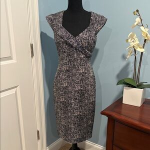 White House Black Market Black and White Midi Dress